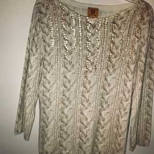 Pretty Ruby Rd 3/4 Sleeve Blouse Sz M